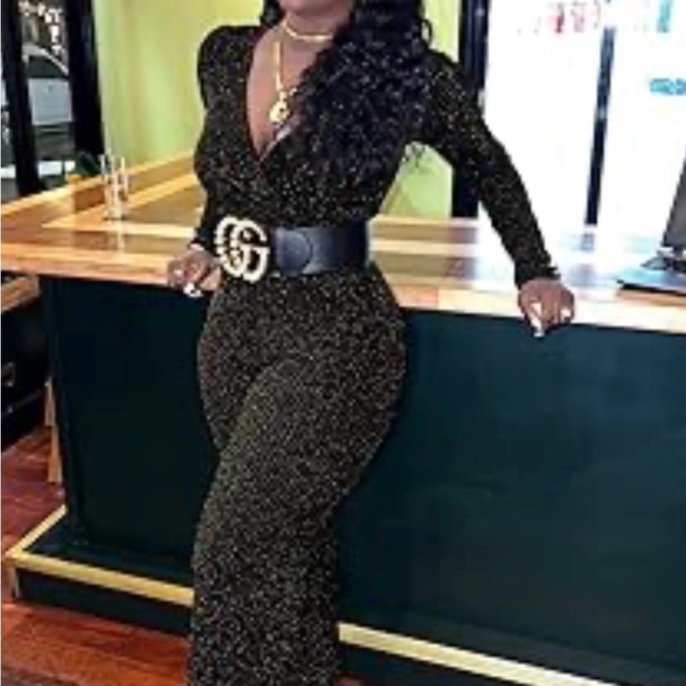 H&M Black and Gold Jumpsuit very stretchy